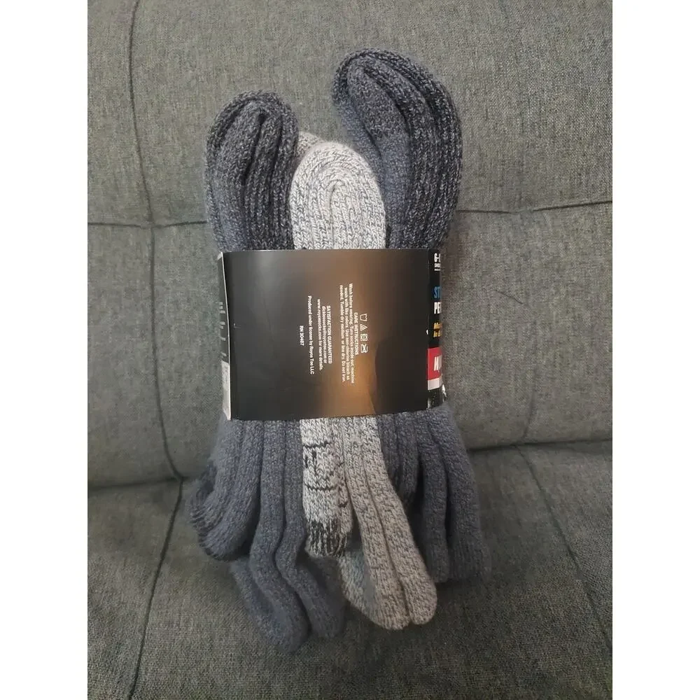 Dickies Blue Crew Performance Mens WoolBlend Thermal Socks 3 Pair Shoe Size 6-12
